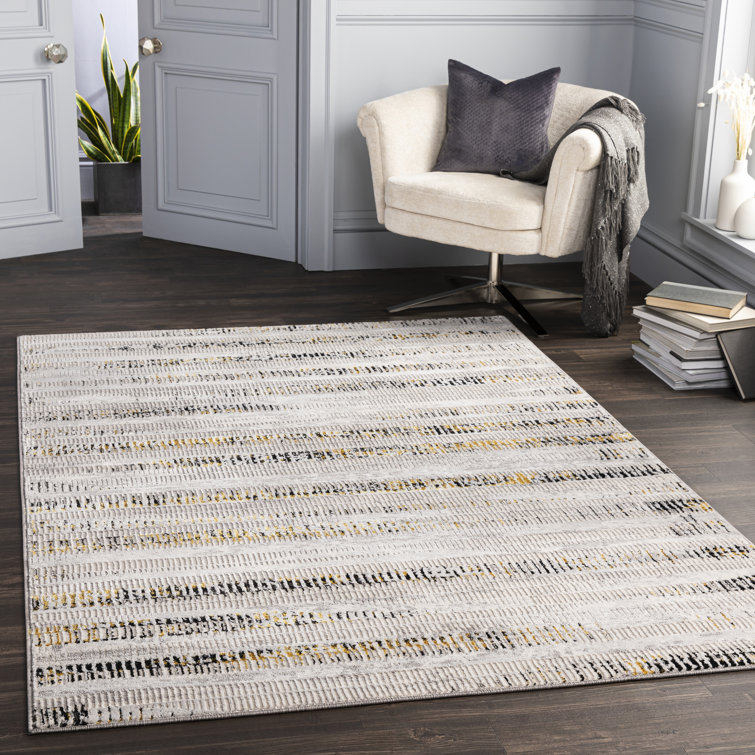 17 Stories Addilyn Striped Camel/Black Area Rug Wayfair.ca